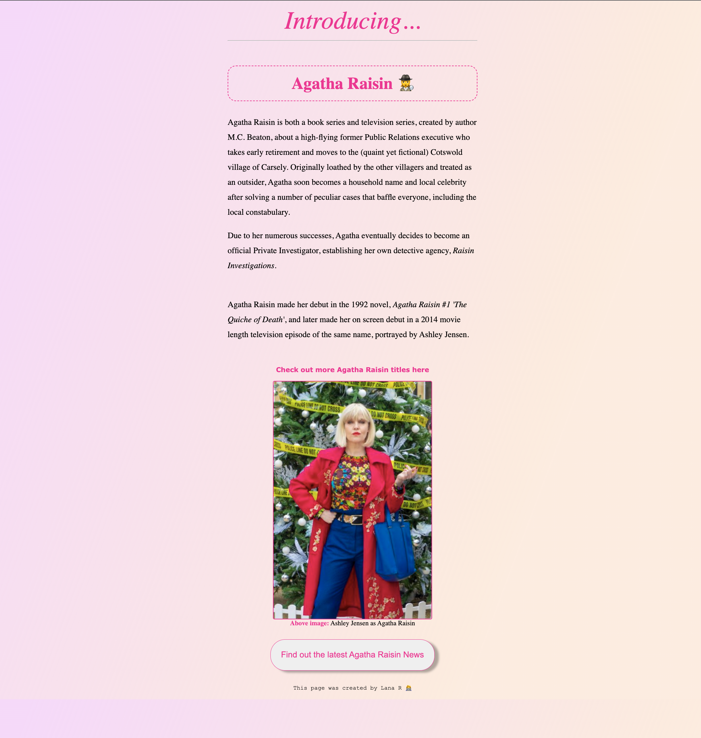 Agatha Raisin Fanpage Project Preview