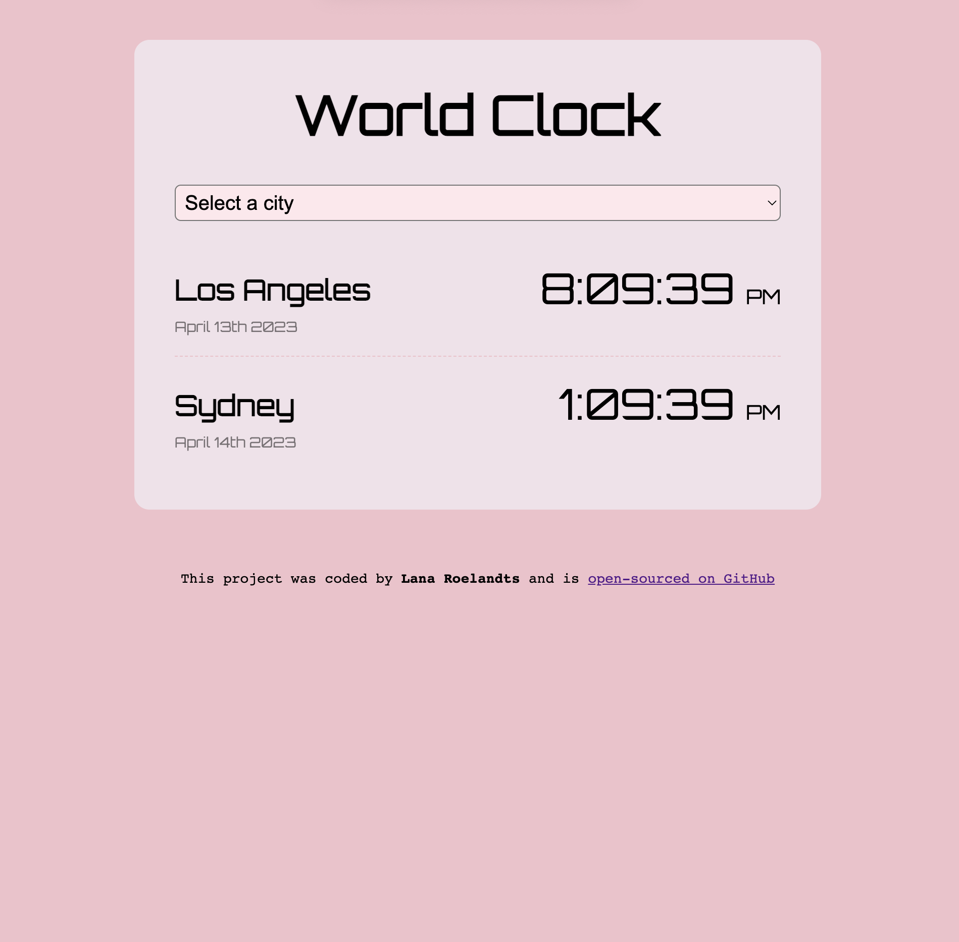 World Clock Application Preview